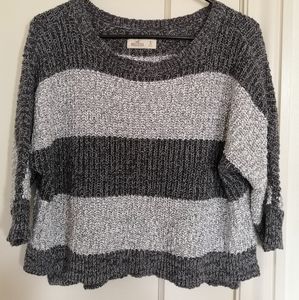Hollister Black and Gray Striped Sweater